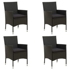 2x Chaises de Jardin avec Coussins Résine Tressée Noir Fauteuils Patio vidaXL