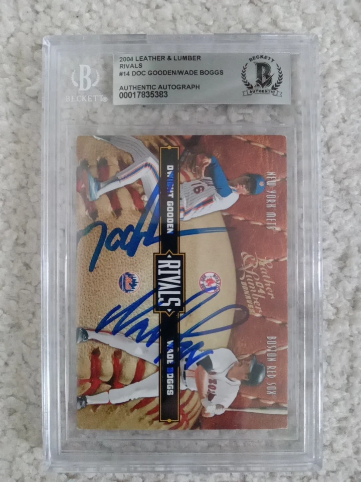 Wade Boggs / Dwight Gooden 2004 Donruss Leather Lumber Rivals Signed PSA Auto - Image 2 of 4