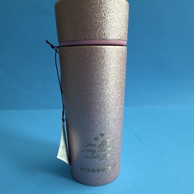 Starbucks Japan Pink Glitter Hearts Stainless Steel Tumbler Twist Lid 12oz/355ml