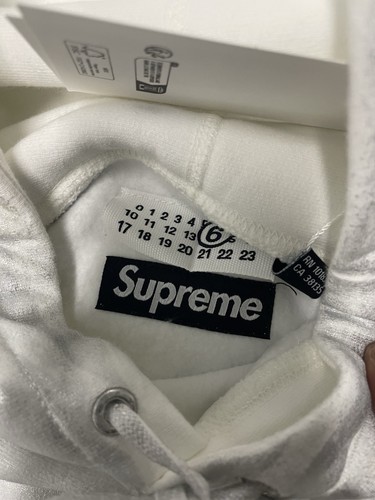 Supreme MM6 Maison Margiela Foil Box Logo Hoodie Sweatshirt Large White SS24 New - Bild 5 von 9