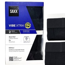 SAXX Vibe Xtra Super Soft 6'' Boxer Brief Underwear Size M 2-Pack Everyday Black