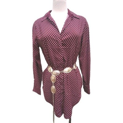 Philosophy Republic Clothing Lux Whimseygoth Maroon Polka Dot Shirt Top Dress