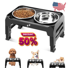 Elevated Dog Bowls Adjustable Raised Dog Food Bowl Stand 2 Stainless Steel