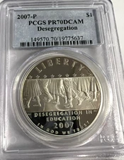 2007 P PCGS PR70DCAM Desegregation-Another Perfect Coin -Silver Keeps Climbing!!