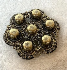 Vintage 1960’s Gresco Brass Thimble Holder Metal Display Thimbles Not Included