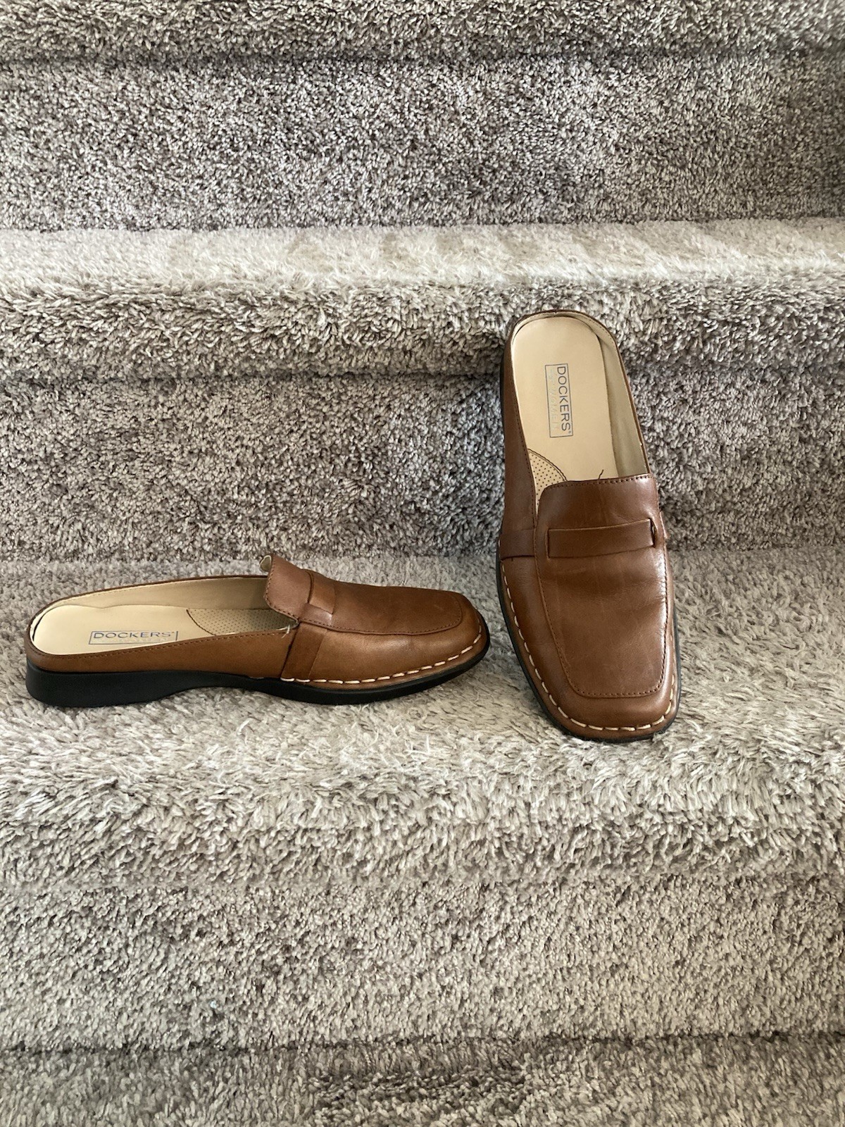 Dockers Preppy Brown Leather Slip-On Loafer Mules Women’s 8