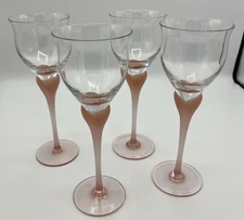 Mikasa Sea Mist Coral Frosted Stem Wine Glass Germany 8 3/8" Lot of 4