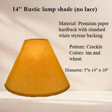 14" Rustic Crackle tan and wheat-colored paper hardback lamp shade (no lace)