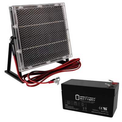 Mighty Max 12V 1.3Ah Battery for Mojo Flyway Feeder 12 + Solar Panel Charger