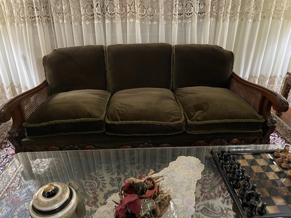 Juego de sofá tapizado vintage Chippendale, 3 plazas y dos 1 plaza Foto 2 de 4