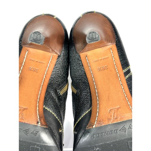 LOUIS VUITTON Suhali Leather Stud Pointed Toe Ankle Boots Black Women's 38.5 8.5 - Picture 6 of 11