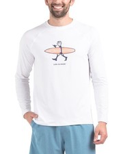 NWT Men's Life Is Good Jake Surf Surfboard White LS Rash Guard UPF 50 Shirt