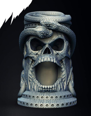 Slope3D - Ancient Skull (Snake) Dice Tower - DnD/TTRPG/Rollenspiel/Kriegspiele