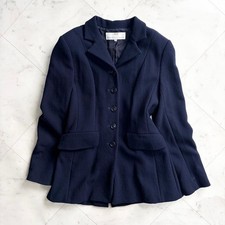 USED BALENCIAGA TAILORED JACKET, NAVY, A-LINE, SIZE M GOOD
