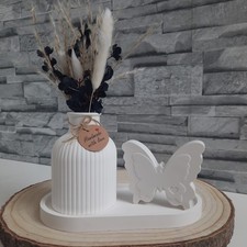 Handgemacht Deko Set Tablett Vase Schmetterling Teelicht Herz Raysin Geschenk