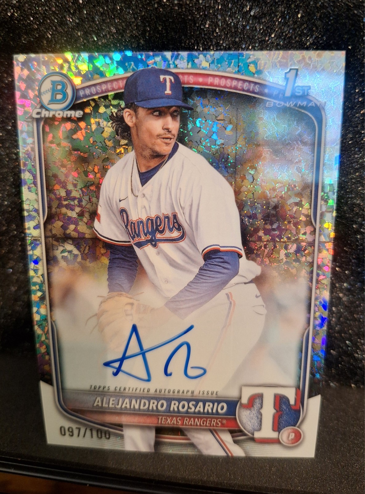 2025 Bowman Chrome Alejandro Rosario 1st Mini Diamond Auto Autograph /100