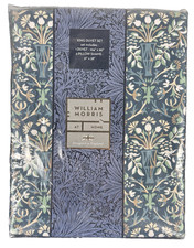 William Morris at Home King Duvet Cover Set Flower Pot China Blue Floral Sateen