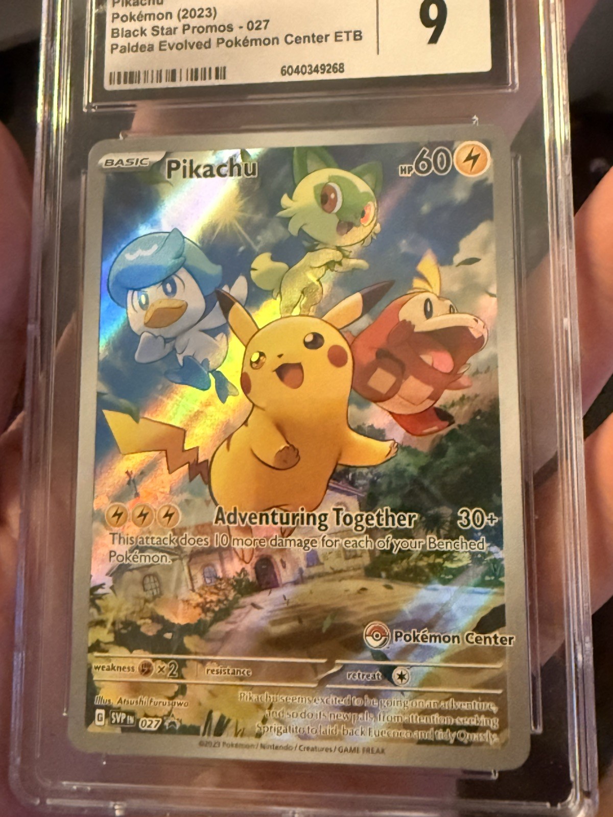 CGC Mint 9 Pikachu 027 Paldea Evolved (Pokemon Center Exclusive stamp) Promo