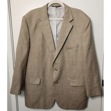 Jos A. Bank Linen Wool Men's Sport Coat Blazer Beige 46R Single Breast Preppy