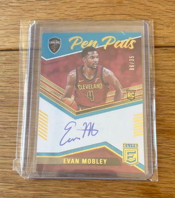 /35 Evan Mobley 2021-22 Panini NBA Elite Pen Pals On Card Blue Rookie Auto RC