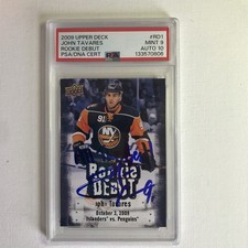 John Tavares PSA Gem Mint 10 Rookie Debut 2009 UD RD 1 Autographed PSA9.MT Card. rookie card picture