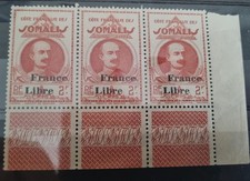 French Somalia 2 Franc Block Of 3 MNH Stamps 1944