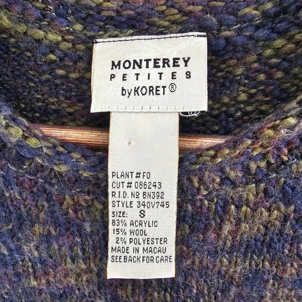 Monterey Petites by Koret Knit Vest Sleeveless Purple Green Wool Blend Sz S - Image 2 of 4