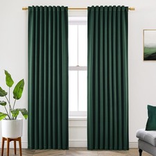 SHINELAND Dark Emerald Green Curtains, 52"W x 96"L Pack of 2 ,