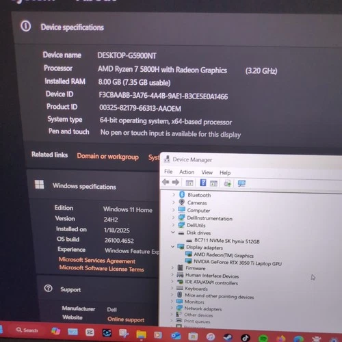 Dell G15 5515 15.6" Ryzen 7 5800H 3.2GHz 8GB RAM 512GB SSD RTX 3050Ti