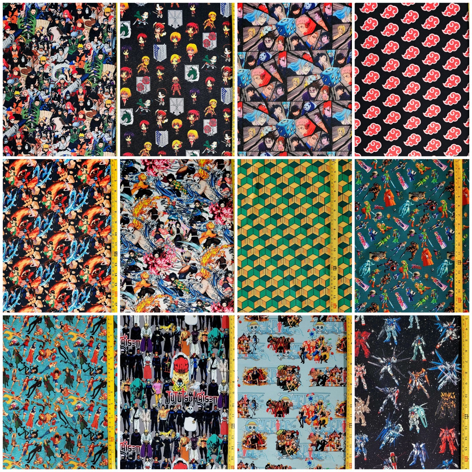 ANIME FABRIC FABRICS ( HALF-YARD OR 1-YARD & ANIME THEME SELECTIONS )