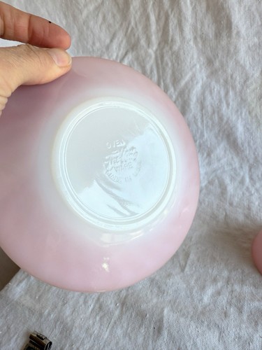 Pink swirl Fire King cup & saucer - Picture 3 of 4
