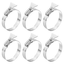 6Pcs, 1.3"-2.2" (33-57mm) Adjustable 304 Stainless Steel Worm Gear Hose Clamp