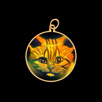Hologramm Anhänger 9 kt Gold - Katze Kätzchen Kopf (klein) - ohne Kette
