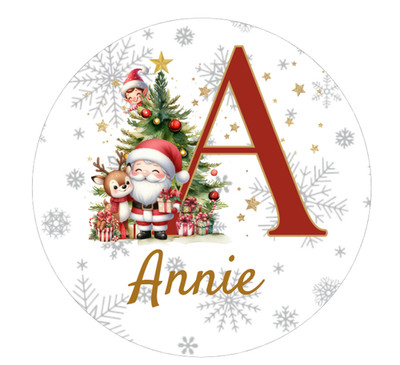 Personalisierte süße Weihnachtsmann Aufkleber Etikett Geschenke Initialen Name