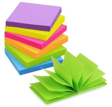 Pop up Sticky Notes 3X3 Inch Bright Colors Self-Stick Pads 6 Pads/Pack 100 Sheet