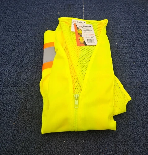 (QTY 5) MALTA PPE-006 High Visibility Yellow Safety Surveyor Vest Size Medium video thumbnail