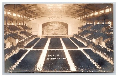 RPPC ~ Forum Interior w Ben Hur curtain ~ Exposition Building KANSAS Wichita