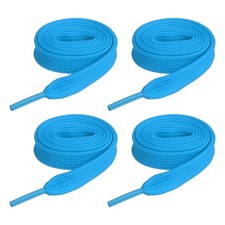 2 Pairs Flat Shoe Laces 2/5" x 24" Polyester Sneaker Shoestring, Light Blue