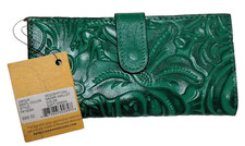 Patricia Nash Nazari Bifold Wallet Soft Green Tooled Leather NWT MSRP 89