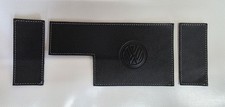 T5 VW Transporter 03-09 Coin tray Inserts Set - BLACK LEATHER with WHITE Stitch