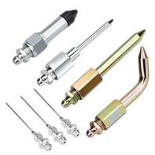 7Pcs Grease Gun Accessory with Needle Nozzle Rubber Tip Elbow & Straight Adapter