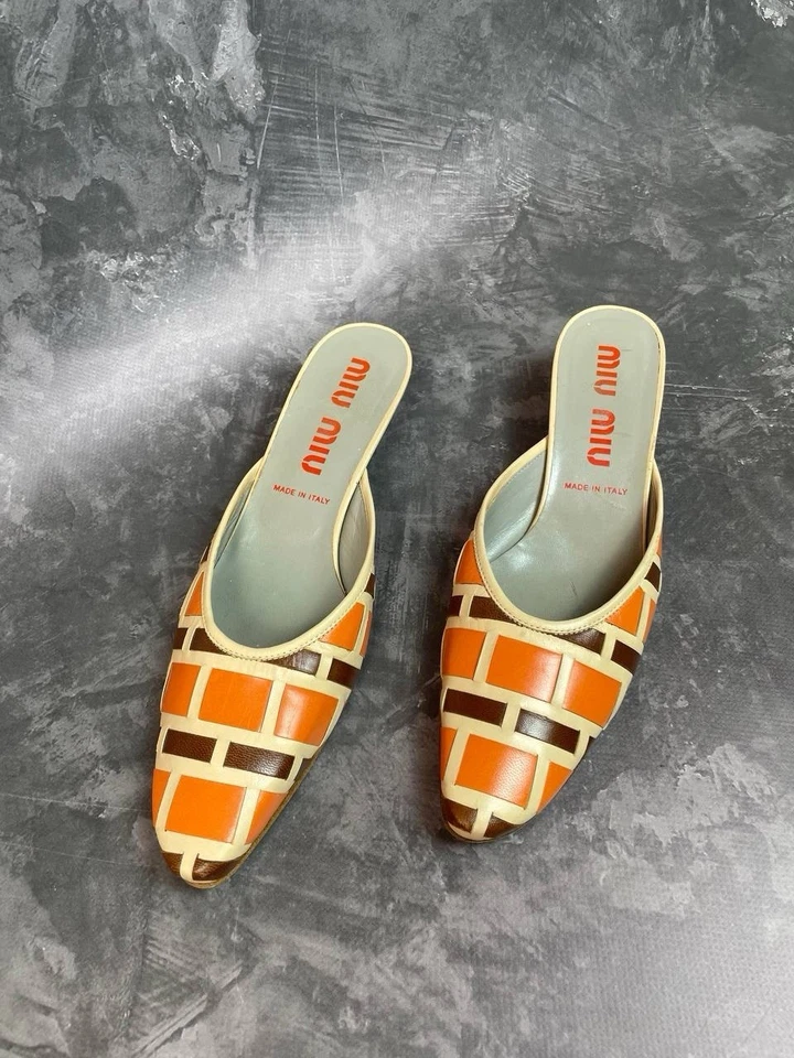 Muli Miu Miu p 38 Marrón Beige Arancione Foto 4 de 4