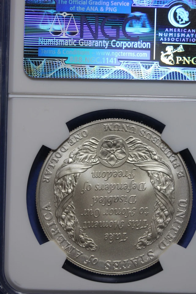 2010 W NGC PF69ULTRA CAMEO DISABLED VETERERAN COMMEMORATIVE SILVER DOLLAR#B51106 - Image 2 of 2