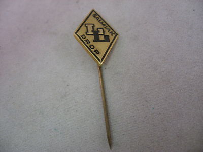 Vintage Salmiak Drop Candy Promo Stick Pin Lapel Hat Pin Gold Tone Black Enamel