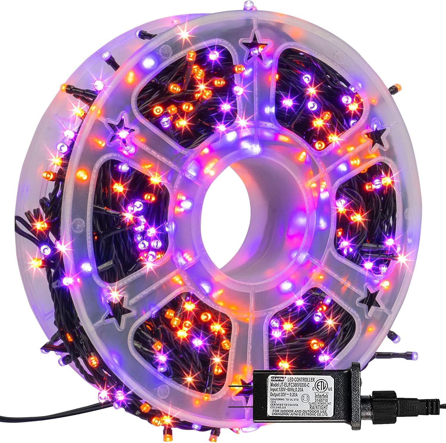 FUNPENY 164FT 500 LED Halloween Lights, 8 Modes 500 LED, Orange and Purple