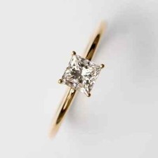 1.20 Ct Princess Cut Moissanite Solitaire Engagement Ring 14K Yellow Gold Plated
