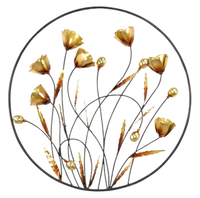 "Wanddekoration, Metall-Wanddekoration, Wandobjekt \"BlüTen/Knospe\", Ø69 Cm"