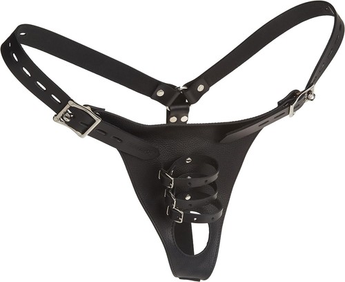 Strict Leather Men's Thong Harness w 3 Straps Sexy Master Slave Sub Dom Male Blk - Picture 5 of 10