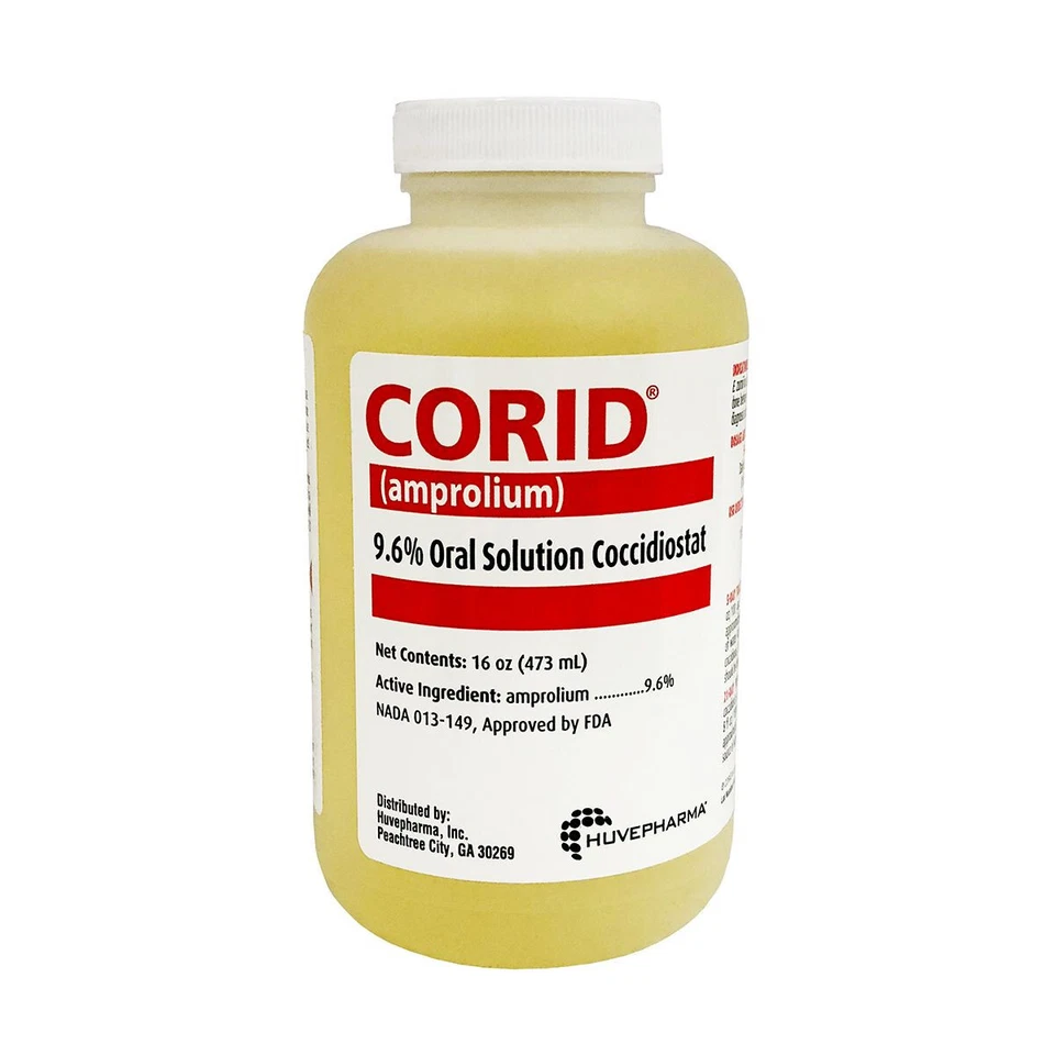 CORID 9.6% Oral Solution Coccidiostat for Calves 16 Oz By Huvepharma