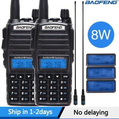 2PCS Baofeng UV-82 Plus 8W Walkie Talkie UV82 CB Radio Station VHF UHF Dual Band